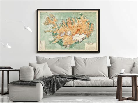 Old Map Of Iceland Islandia Vintage Map Wall Map Print Vintage