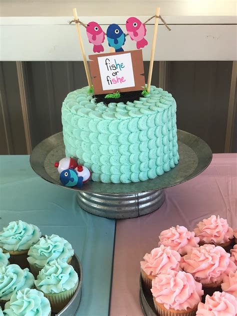 Fis He Or Fi She Gender Reveal Cake Fishing Themed August 2019 Gender