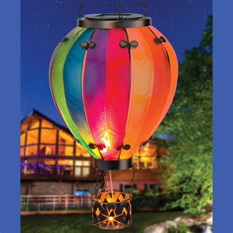 Large Rainbow Hot Air Balloon Outdoor Hanging Solar Led Lantern