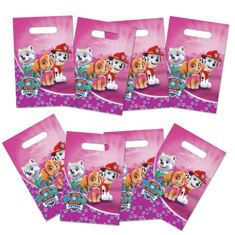 8 Paw Patrol Nickelodeon Kids Pink Party Loot Bags Rescue Dogs Birthday
