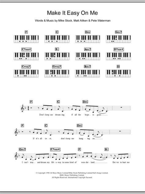 Make It Easy On Me Piano Chordslyrics Print Sheet Music Now