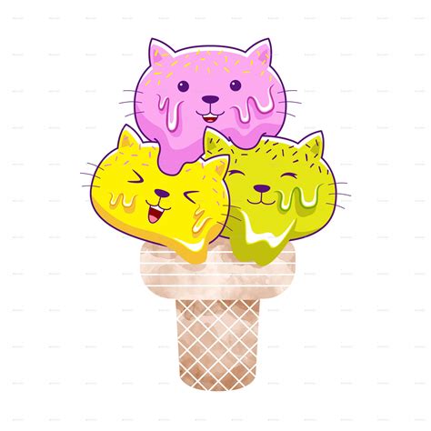 Cute Cats Ice Cream By Medzcreative Graphicriver