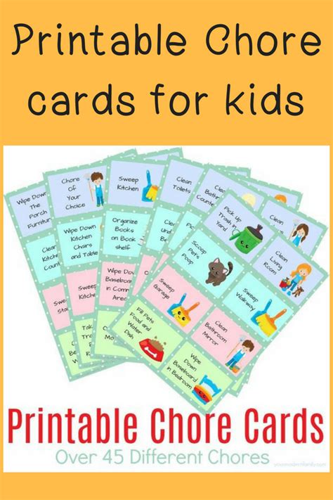 Printable Chore Card Packet For Younger Kids 3 Sets Tracking Sheets