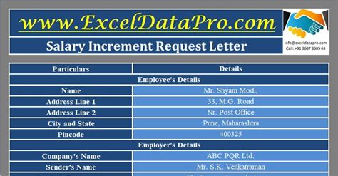 Download Salary Increment Request Letter Excel Template Exceldatapro