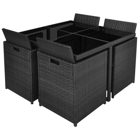 Affordable Variety Outdoor Poly Rattan Dining Set Black 21 Piece