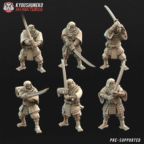 Japanese Samurai Army Sohei Monk Swordsmen Units Kyoushuneko Miniatures