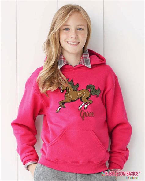 Girls Horse Hoodie Sweatshirt Personalized Custom Equestrian Riding