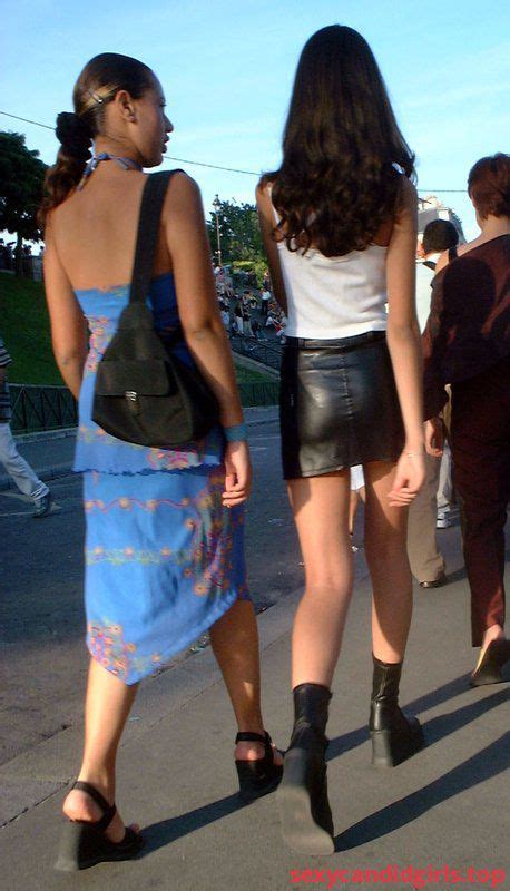 sexycandidgirls top very skinny tall girl in leather skirt street candid item 1