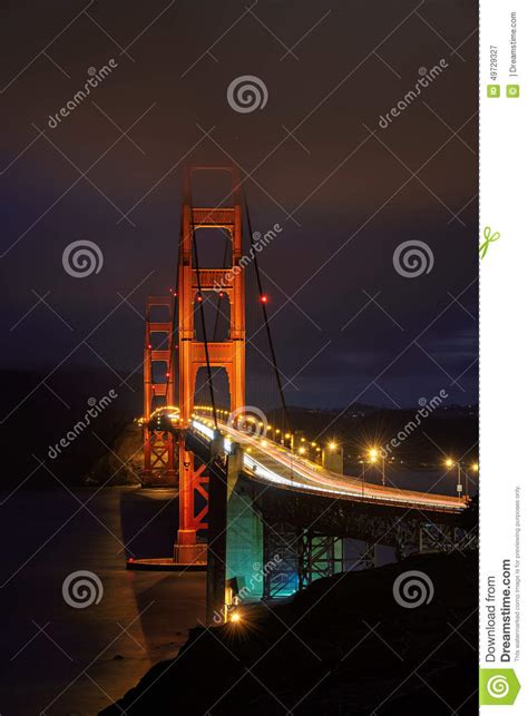 Golden Gate Bridge Night Illumination San Francisco Ca Stock Image