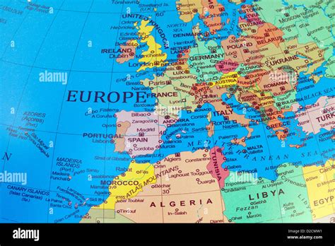 A Map Of Europe And North Africa On A Globe Stock Photo Royalty Free