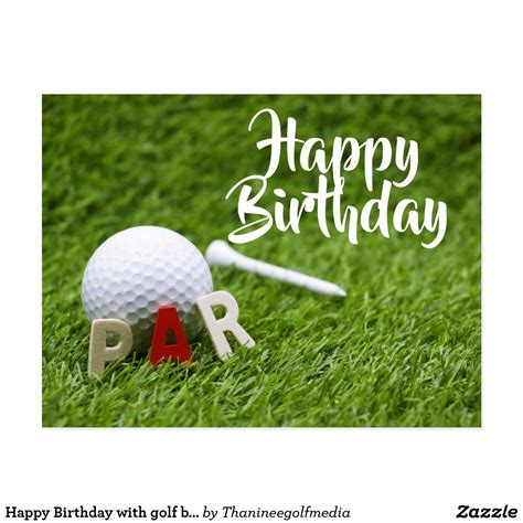 Happy Birthday With Golf Ball And Par Word Postcard Happy Birthday Golf