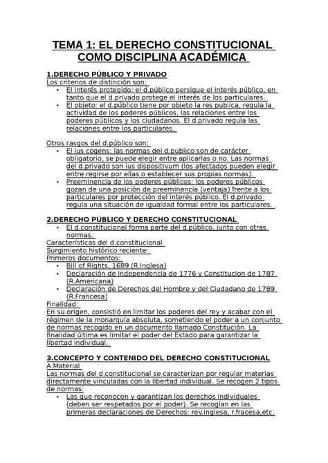 Tema 1 El Derecho Constitucional Como Disciplina AcadÉmica Resúmenes De Derecho