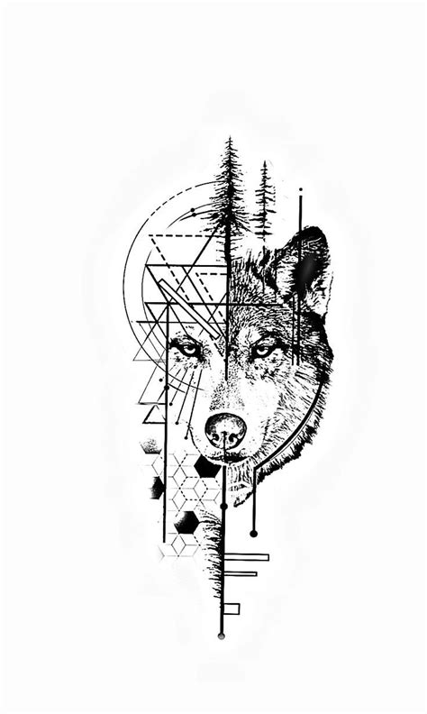 Wolf And Mountains Double Exposure Tattoo Art Symbol Tourism Travel