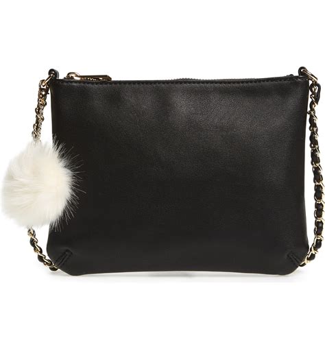 Emperia Faux Leather Crossbody Bag With Faux Fur Pom Nordstrom