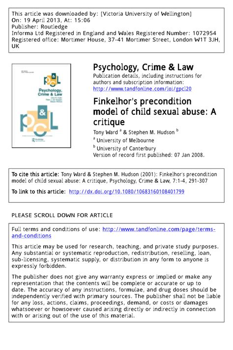 Pdf Finkelhor S Precondition Model