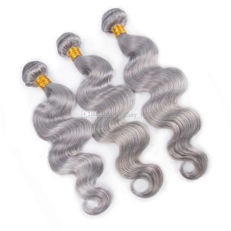 2020 Silver Grey Human Hair Extension 3 Bundles With Lace Frontal