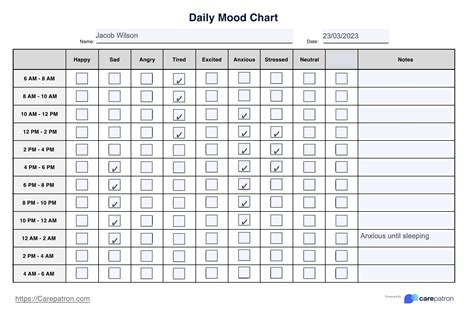 Daily Mood Chart Template And Example Free Pdf Download