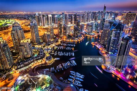 Dubai Marina At Night High Res Stock Photo Getty Images