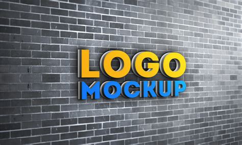 Brick Wall 3d Logo Mockup