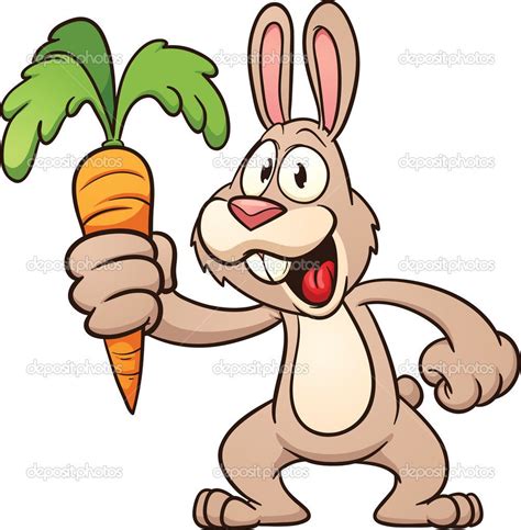 Cartoon Bunny Cartoon Bunny Holding A Carrot Stock Illustration