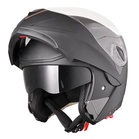 Ahr Motorcycle Helmet Modular Flip Up Full Face Dual Visor Dot Approved