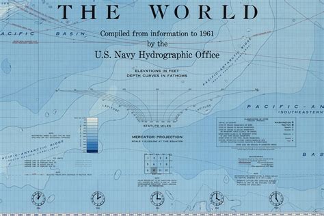 The Worlds Ocean Depths Chart Print Map Of The Depths Of Etsy