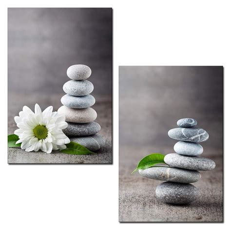 Wall26 2 Panel Canvas Wall Art Spa Still Life With Zen Stones And