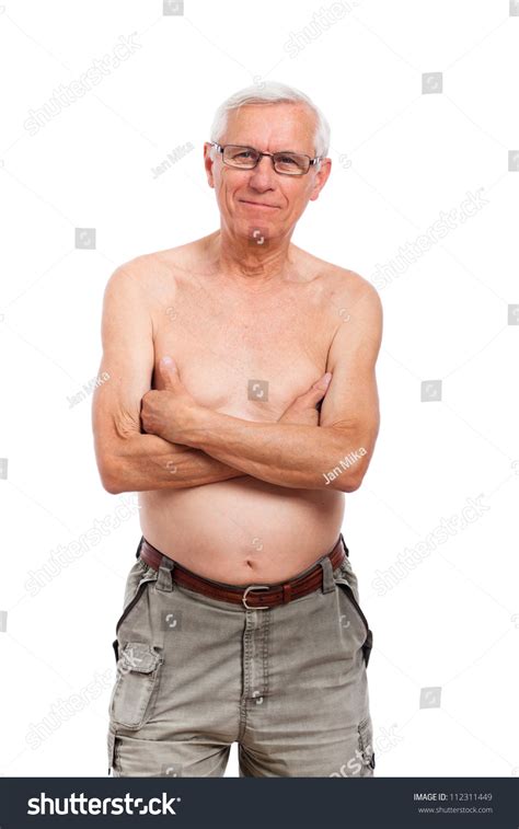 Portrait Happy Shirtless Senior Man Isolated Stock Photo Shutterstock