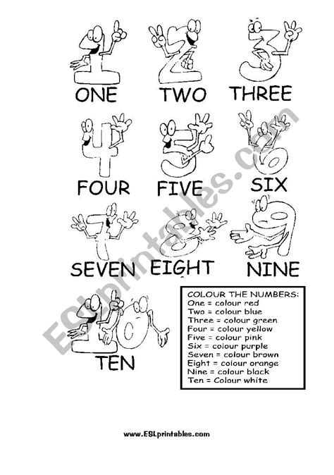 Colour The Numbers 1 10 Worksheet Color Numbers 1 10 Vocabulary