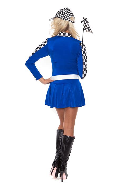 Blue Ladies Sexy Racing Car Driver Uniform Costume