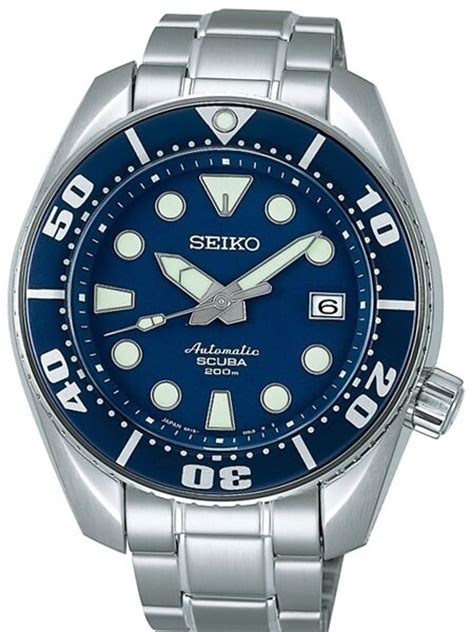 Seiko Sumo Prospex Automatic Dive Watch With Blue Dial And Stainless