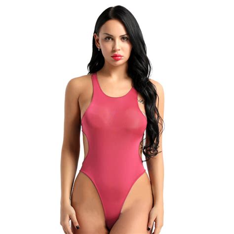 Women High Cut One Piece Thong Swimsuit See Through Backless Bodysuit Leotard Ebay