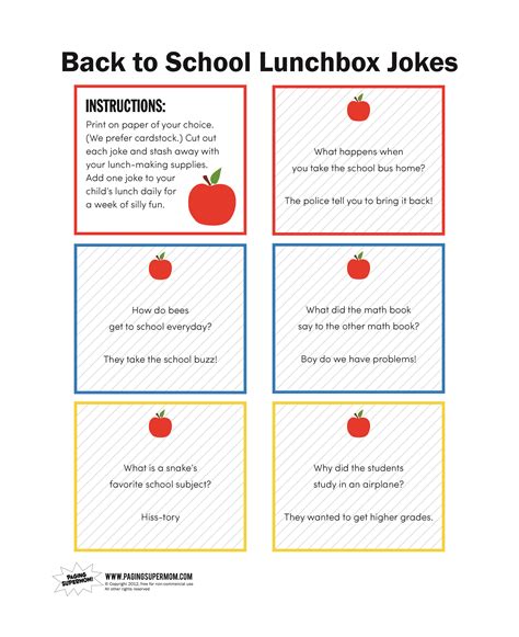 Back To School Lunchbox Joke Printable Paging Supermom Lunchbox