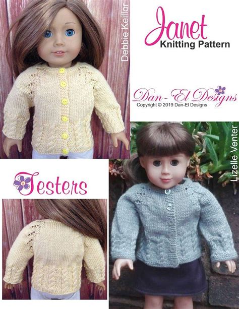 Dan El Designs Janet Doll Clothes Knitting Pattern 18 Inch American Girl Dolls