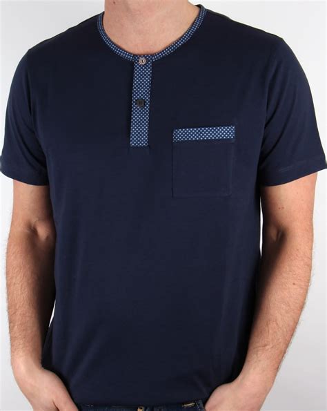 ✓ free for commercial use ✓ high quality images. Pretty Green Bankhall Grandad Collar T-shirt Navy - T ...