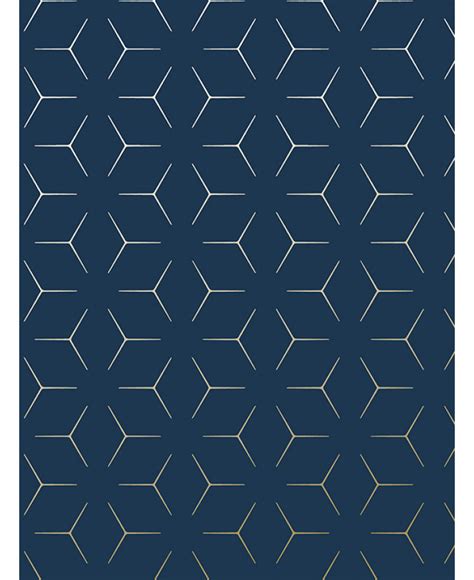 Metro Illusion Geometric Wallpaper Navy Blue And Gold Wow005