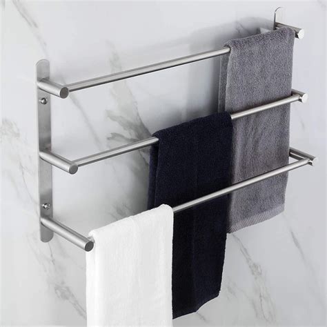 Bath Towel Bars Stainless Steel Bathroom 3 Tiers Ladder Towel Rack Wall