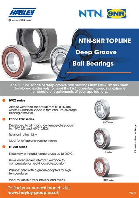 Ntn Snr Topline Deep Groove Ball Bearings Hayley Group