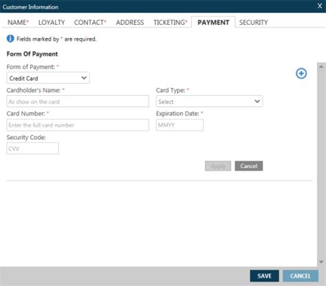Adding Customer Information Form Of Payment