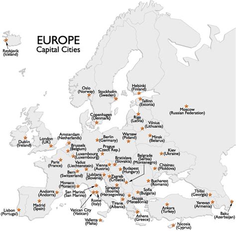 Europe Capital Cities Map And Information Page World Map Europe