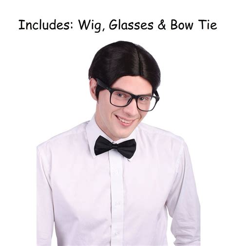 Nerd Geek Fancy Dress Wig Glasses Bow Tie Ebay