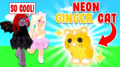 Turning Our Brand New Ginger Cat Neon In Adopt Me Roblox Youtube