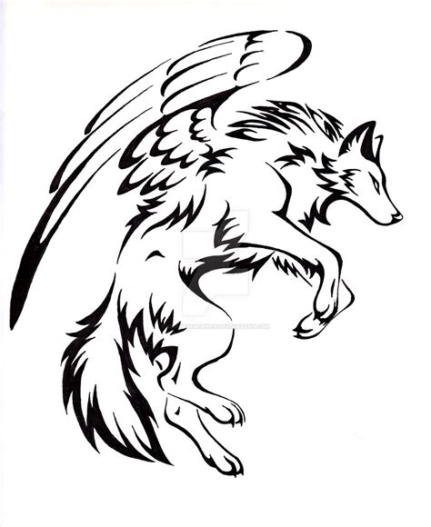 Winged Wolf Tribal Wolf Tattoo Wolf Tattoo Design Wolf Tattoo