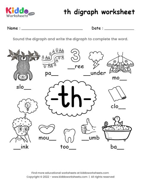 Free Printable Th Digraph Worksheets Printable Form T