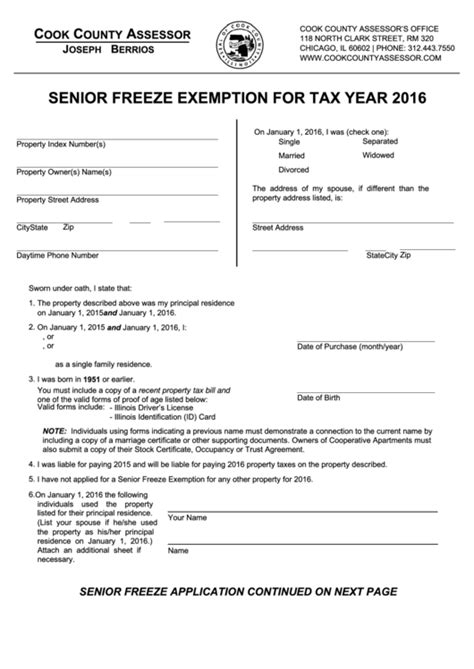 Will County Senior Tax Freeze Form