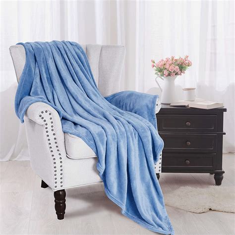 Fleece Blanket King Size Blue Lightweight Super Soft Cozy Fuzzy Bed