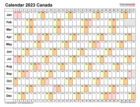 Canada Calendar 2023 Free Printable Pdf Templates