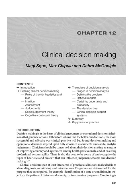 Pdf Clinical Decision Making