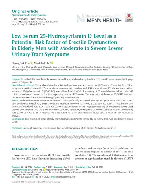 Pdf Low Serum Hydroxyvitamin D Level As A Potential Risk Factor Of