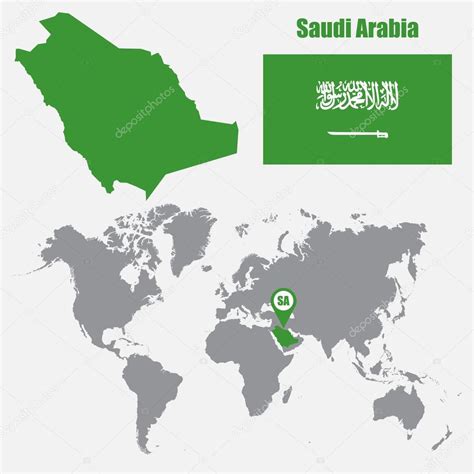 Map of saudi arabia (physical). Saudi Arabia map on a world map with flag and map pointer ...